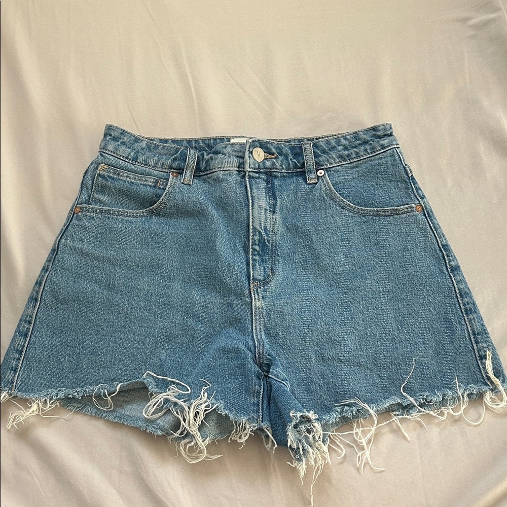 Abrand Blue Frayed Jean Shorts